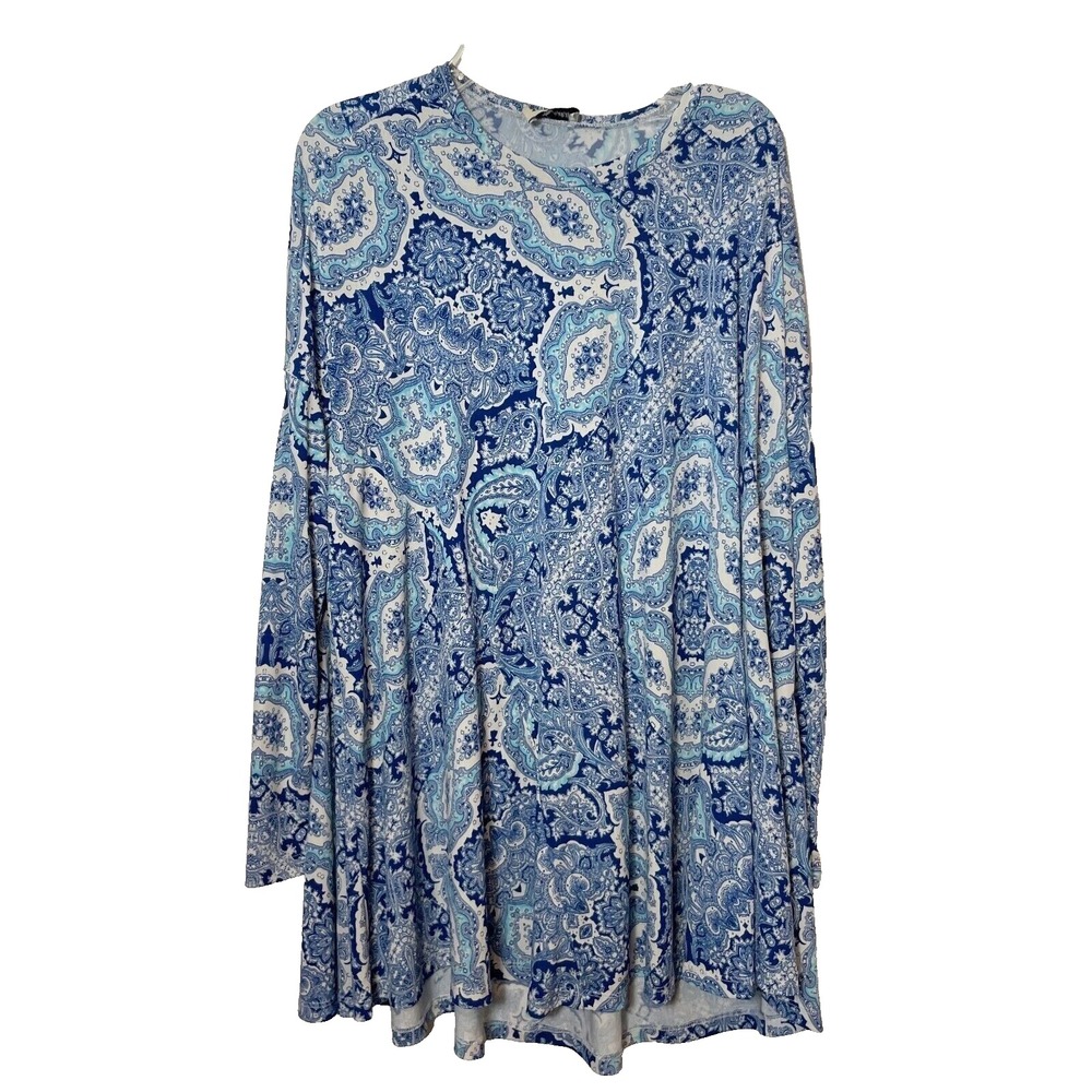 Show Me Your Mumu Will Tunic Blouse Top‎ Womens Size XS Blue Paisley Long Sleeve